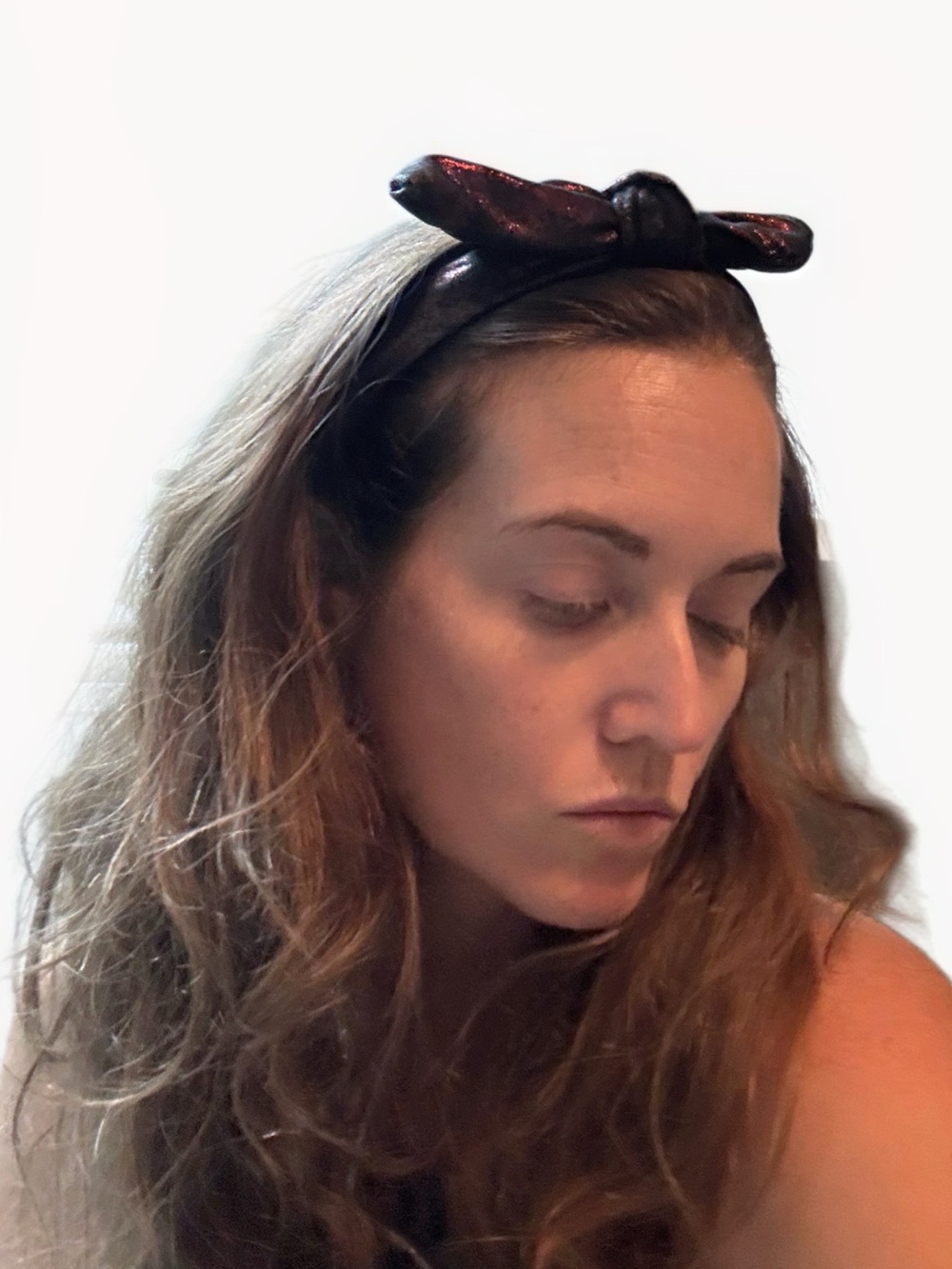 NEW retro style sparkly bow maroon pin up posable headband